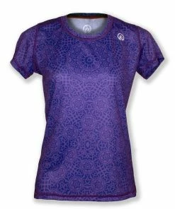 INKnBURN Women's Violet Mandala Tech Shirt, X-Small | Short Sleeve