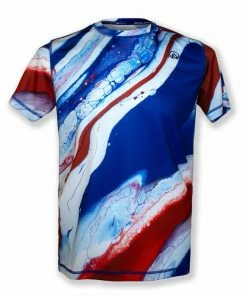 INKnBURN Men's Red, White & Blue Tech Shirt (S, M, L, 2XL) | Short Sleeve