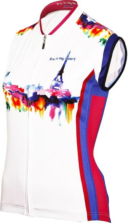 It's In My Heart Paris Watercolors Women's Sleeveless Cycling Jersey 2019 3 It's In My Heart Paris Watercolors Women's Sleeveless Cycling Jersey 2019