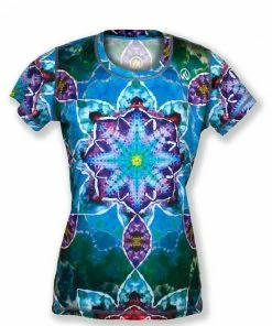 INKnBURN Women's Tie Dye Mandala Tech Shirt, X-Small | Short Sleeve