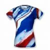 INKnBURN Women's Red, White And Blue Tech Shirt (XS) | Short Sleeve