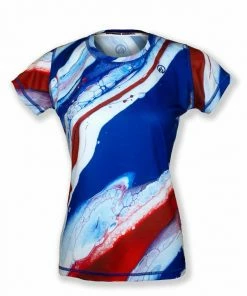 INKnBURN Women's Red, White And Blue Tech Shirt (XS) | Short Sleeve