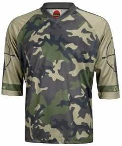 World Jerseys Outlaw Camo Green Men's 3/4 Sleeve Mountain Bike Jersey 2019 | Short Sleeve