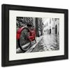 The Triathlete Store Framed Print, Retro Vintage Red Bike On Cobblestone Street In The Old Town Color In Black And | Posters