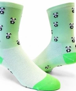 Save Our Soles SOS Tiny Panda Green 6-inch Cuff Socks | Long Socks